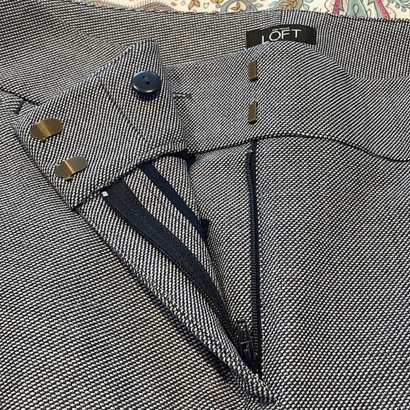 Loft Marisa pant Straight Textured blue Microdot  Size 8 Career Business casual - Picture 12 of 13